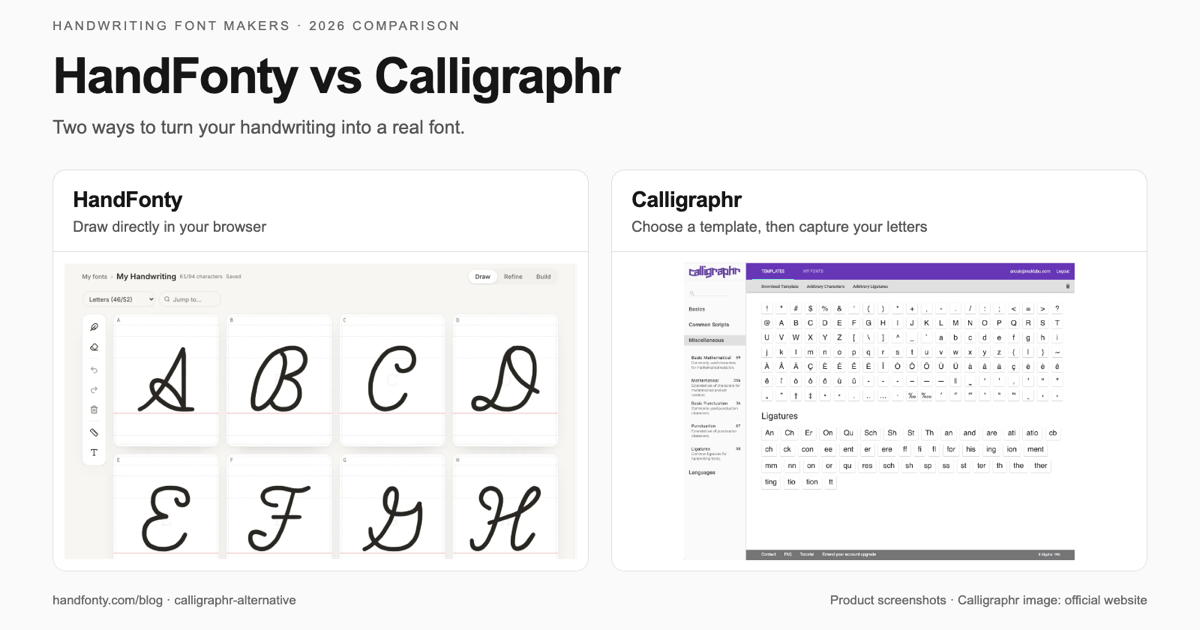 Calligraphr Alternative: HandFonty vs Calligraphr (2026)